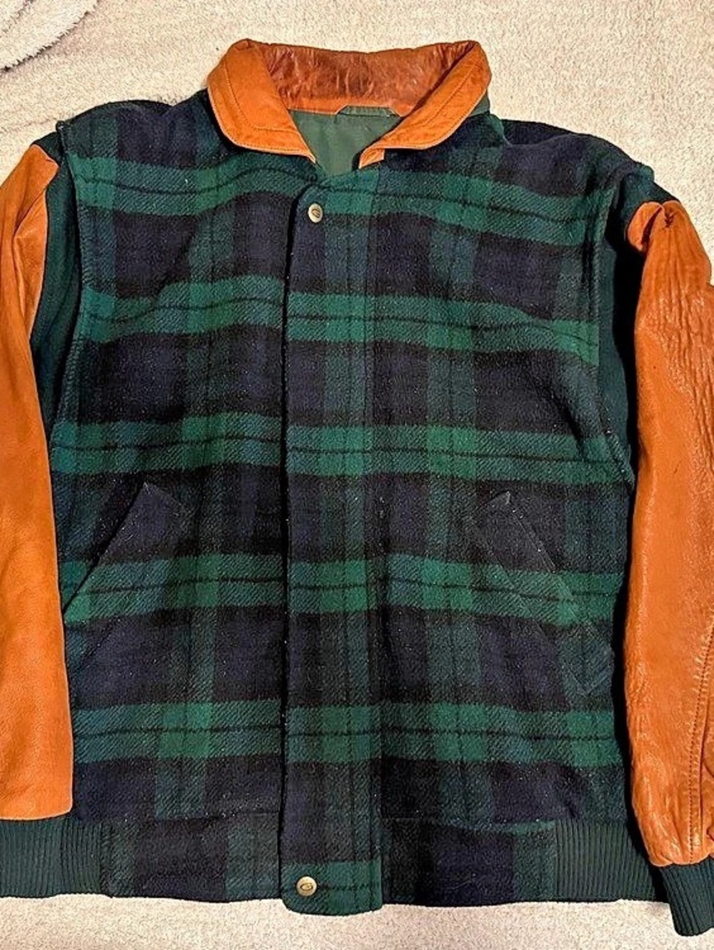 Vintage GANT The Plaid Flyer Plaid Flyer Bomber Jacket in Green & Brown XL
